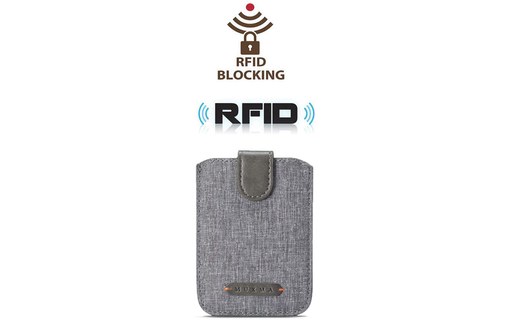 Porte-cartes adhésif 5 emplacements anti RFID pour iPhone et smartphone - Gris