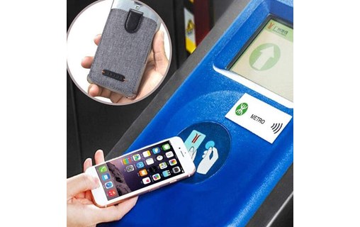 Porte-cartes adhésif 5 emplacements anti RFID pour iPhone et smartphone - Gris