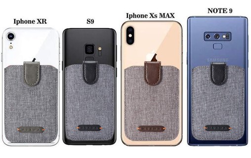 Porte-cartes adhésif 5 emplacements anti RFID pour iPhone et smartphone - Gris