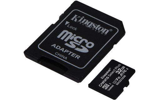 Carte microSDHC Kingston Canvas Select Plus 32 Go avec adaptateur SD, UHS-I, V10