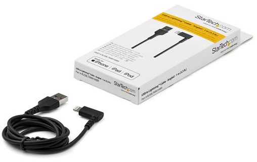 StarTech.com Câble Lightning vers USB coudé de 1 m - Certifié Apple MFi - Noir