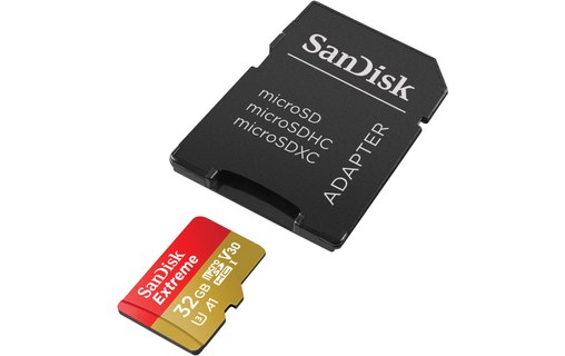 Carte microSDHC SanDisk Extreme 32 Go avec adaptateur SD, UHS-I, V30