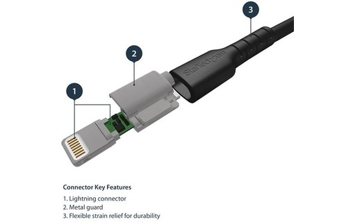 StarTech.com Câble Lightning vers USB renforcé de 1 m - Certifié Apple MFi - Noi
