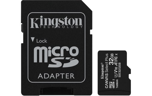 Carte microSDHC Kingston Canvas Select Plus 32 Go avec adaptateur SD, UHS-I, V10