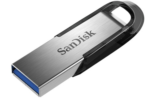 Clé USB SanDisk Ultra Flair 32 Go - Argent, Noir, Métal - USB 3.2