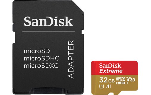 Carte microSDHC SanDisk Extreme 32 Go avec adaptateur SD, UHS-I, V30