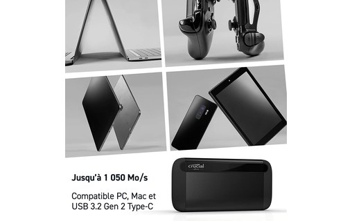 Crucial X8 2 To - Disque SSD externe USB-C