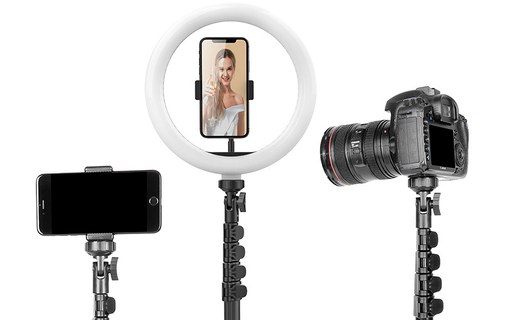 Trépied selfie avec Ring Light 10" pour iPhone et smartphone 4,7" à 6,5"
