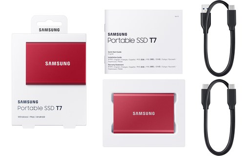 Samsung T7 1 To Rouge - SSD externe portable USB-C & USB-A