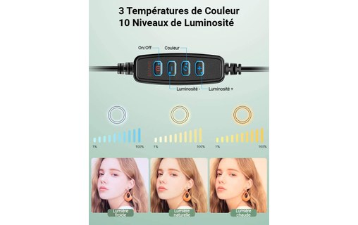 Trépied selfie avec Ring Light 10" pour iPhone et smartphone 4,7" à 6,5"