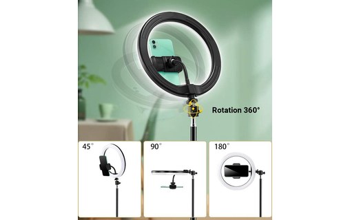 Trépied selfie avec Ring Light 10" pour iPhone et smartphone 4,7" à 6,5"