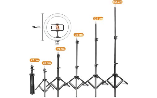 Trépied selfie avec Ring Light 10" pour iPhone et smartphone 4,7" à 6,5"
