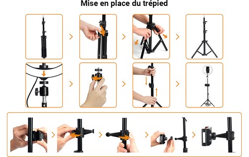Trépied selfie avec Ring Light 10" pour iPhone et smartphone 4,7" à 6,5"