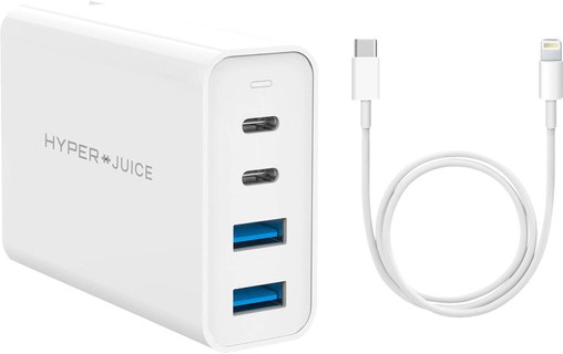 HyperJuice chargeur 100 W GaN 4 ports & câble Lightning vers USB-C