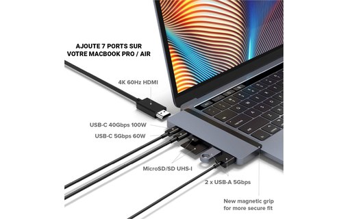 HyperDrive DUO 7-in-2 Dock pour MacBook Pro / Air - Gris sidéral