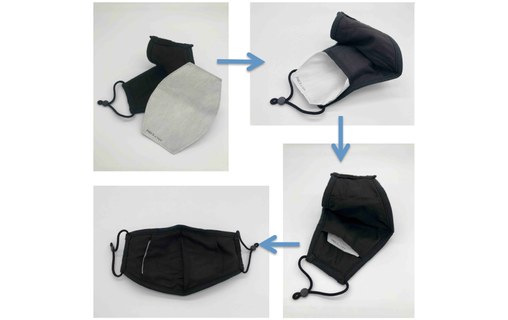 Masque de protection Enfant noir Kajsa lavable avec filtres FFP2 jetables