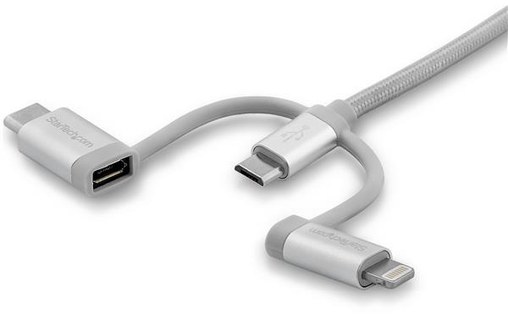 StarTech.com Câble USB multi connecteur de 2 m - Lightning, USB-C, Micro USB