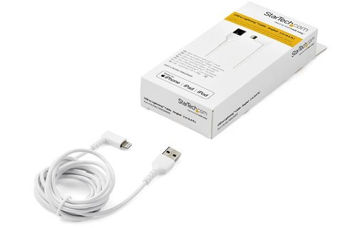 StarTech.com Câble Lightning vers USB coudé de 2 m - Certifié Apple MFi - Blanc