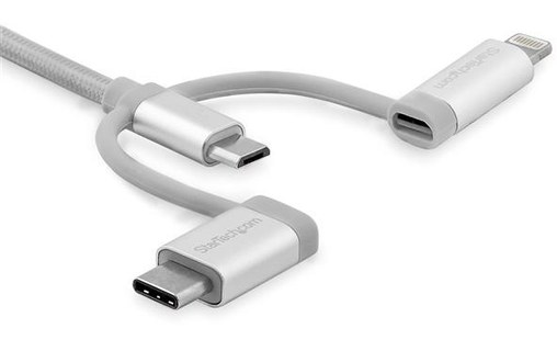 StarTech.com Câble USB multi connecteur de 2 m - Lightning, USB-C, Micro USB