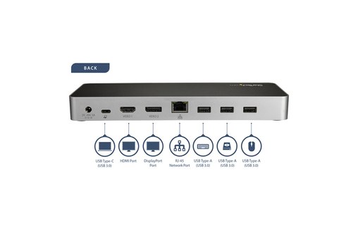 StarTech.com Station d'accueil USB-C pour PC portable double affichage 4K avec P