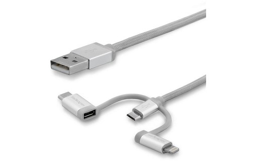 StarTech.com Câble USB multi connecteur de 2 m - Lightning, USB-C, Micro USB