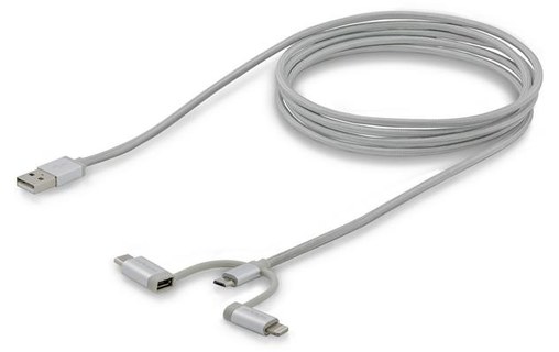 StarTech.com Câble USB multi connecteur de 2 m - Lightning, USB-C, Micro USB