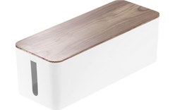 Boîte de rangement pour câbles 39 cm - Blanc / Noyer