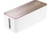 Boîte de rangement pour câbles 39 cm - Blanc / Noyer