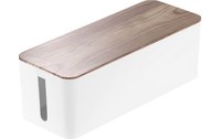 Boîte de rangement pour câbles 39 cm - Blanc / Noyer