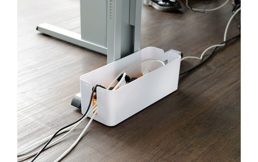 Boîte de rangement pour câbles 39 cm - Blanc / Noyer