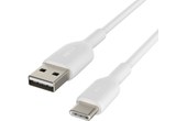 Câble Belkin CAB001BT2MWH USB-A vers USB-C - 2 m - Blanc