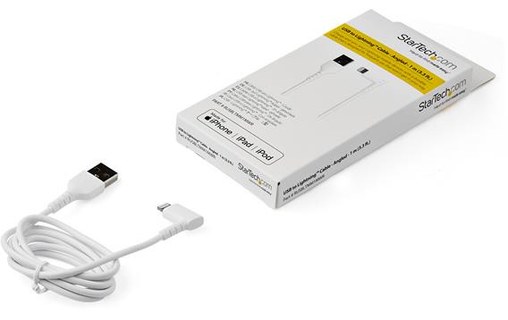 StarTech.com Câble Lightning vers USB coudé de 1 m - Certifié Apple MFi - Blanc