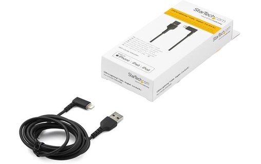 StarTech.com Câble Lightning vers USB coudé de 2 m - Certifié Apple MFi - Noir