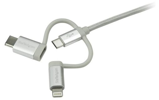 StarTech.com Câble multi chargeur USB de 1 m - Lightning USB-C Micro-B - Tressé