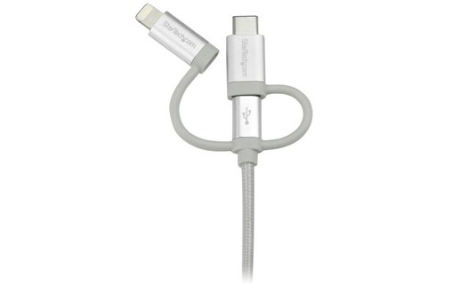 StarTech.com Câble multi chargeur USB de 1 m - Lightning USB-C Micro-B - Tressé