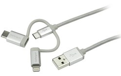 StarTech.com Câble multi chargeur USB de 1 m - Lightning USB-C Micro-B - Tressé