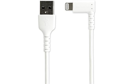 StarTech.com Câble Lightning vers USB coudé de 1 m - Certifié Apple MFi - Blanc