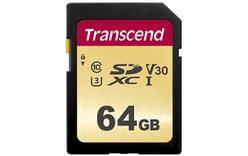 Carte SDXC Transcend SDC500S 64 Go, UHS-I, V30