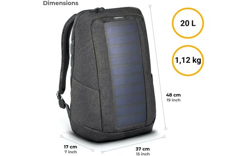 SunnyBAG ICONIC Olive - Sac à dos 20 L avec panneau solaire 7 W