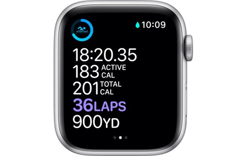 Apple Watch Series 6 (GPS), 40 mm, aluminium argenté, sport blanc