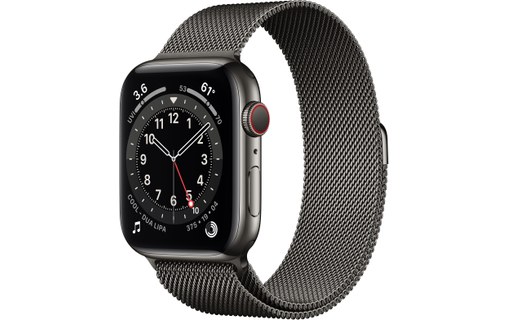 Apple Watch Series 6 (GPS + Cellular), 44 mm, acier graphite, milanaise graphite