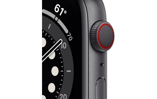 Apple Watch Series 6 (GPS + Cellular), 44 mm, gris sidéral aluminium, sport noir