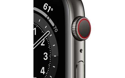 Apple Watch Series 6 (GPS + Cellular), 44 mm, acier graphite, sport noir