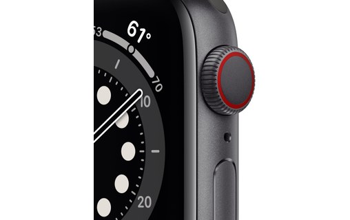 Apple Watch Series 6 (GPS + Cellular), 40 mm, gris sidéral aluminium, sport noir