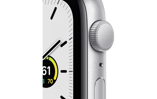 Apple Watch SE GPS, 44mm Silver Aluminium Case with White Sport Band, Regular