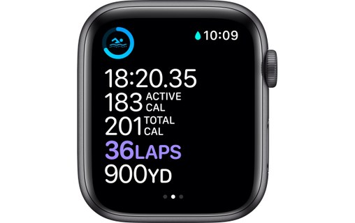 Apple Watch Series 6 (GPS + Cellular), 44 mm, gris sidéral aluminium, sport noir