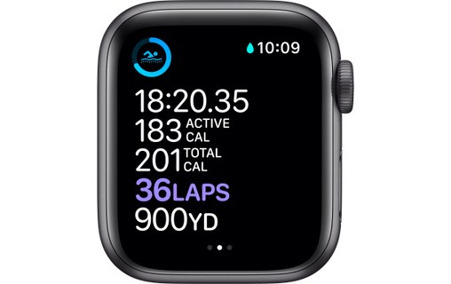 Apple Watch Series 6 (GPS + Cellular), 40 mm, gris sidéral aluminium, sport noir