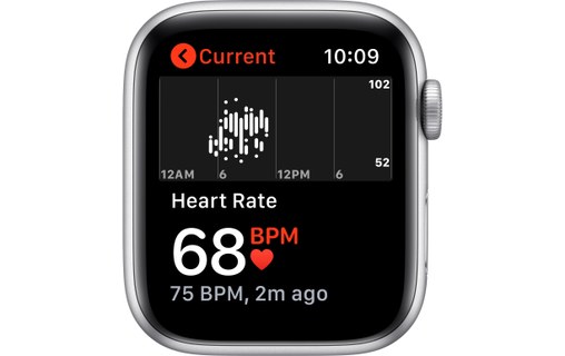 Apple Watch SE GPS, 44mm Silver Aluminium Case with White Sport Band, Regular