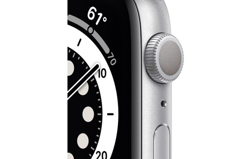 Apple Watch Series 6 (GPS), 40 mm, aluminium argenté, sport blanc