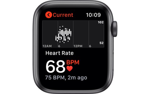 Apple Watch SE GPS, 44mm gris sidéral aluminium, Black Sport Band, Regular